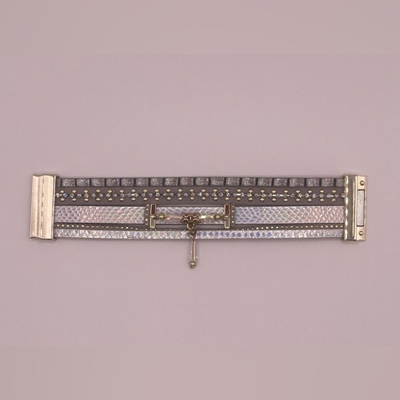 Statement Cuff Bracelet with Gold-Toned Studs and Magnetic Closure - Picture 5 of 5